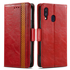 Handytasche Stand Schutzhülle Flip Leder Hülle S02D für Samsung Galaxy A40 Rot