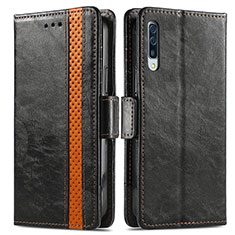 Handytasche Stand Schutzhülle Flip Leder Hülle S02D für Samsung Galaxy A50 Schwarz