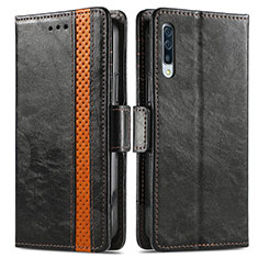 Handytasche Stand Schutzhülle Flip Leder Hülle S02D für Samsung Galaxy A50S Schwarz