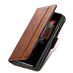 Handytasche Stand Schutzhülle Flip Leder Hülle S02D für Samsung Galaxy Z Fold3 5G Braun