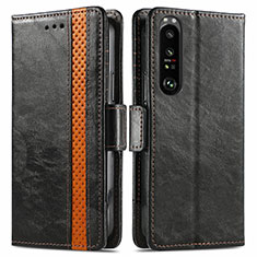 Handytasche Stand Schutzhülle Flip Leder Hülle S02D für Sony Xperia 1 III Schwarz