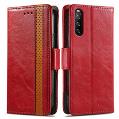 Handytasche Stand Schutzhülle Flip Leder Hülle S02D für Sony Xperia 10 III Lite Rot