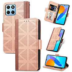 Handytasche Stand Schutzhülle Flip Leder Hülle S03D für Huawei Honor X8a 5G Hellbraun