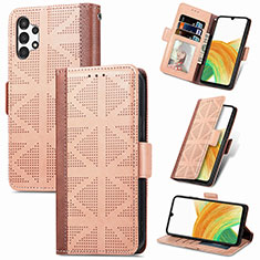 Handytasche Stand Schutzhülle Flip Leder Hülle S03D für Samsung Galaxy A13 4G Hellbraun