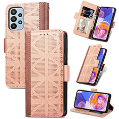 Handytasche Stand Schutzhülle Flip Leder Hülle S03D für Samsung Galaxy A23 4G Hellbraun