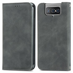 Handytasche Stand Schutzhülle Flip Leder Hülle S04D für Asus Zenfone 7 ZS670KS Grau