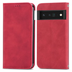 Handytasche Stand Schutzhülle Flip Leder Hülle S04D für Google Pixel 6 5G Rot