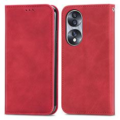 Handytasche Stand Schutzhülle Flip Leder Hülle S04D für Huawei Honor 70 5G Rot