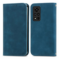 Handytasche Stand Schutzhülle Flip Leder Hülle S04D für Huawei Honor V40 5G Blau