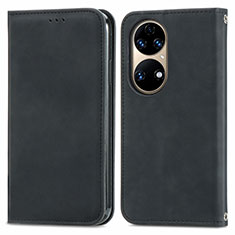 Handytasche Stand Schutzhülle Flip Leder Hülle S04D für Huawei P50 Pro Schwarz