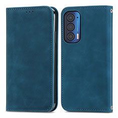 Handytasche Stand Schutzhülle Flip Leder Hülle S04D für Motorola Moto Edge (2021) 5G Blau