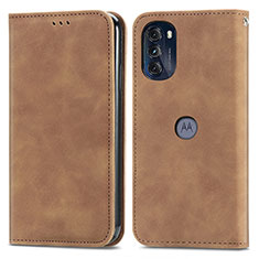 Handytasche Stand Schutzhülle Flip Leder Hülle S04D für Motorola Moto G 5G (2022) Braun