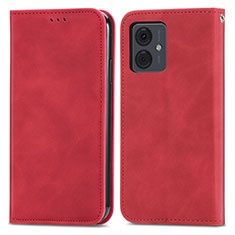 Handytasche Stand Schutzhülle Flip Leder Hülle S04D für Motorola Moto G14 Rot