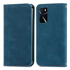 Handytasche Stand Schutzhülle Flip Leder Hülle S04D für Oppo A16 Blau