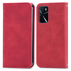 Handytasche Stand Schutzhülle Flip Leder Hülle S04D für Oppo A16 Rot