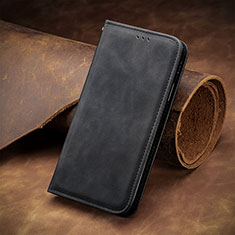 Handytasche Stand Schutzhülle Flip Leder Hülle S04D für Oppo A17 Schwarz