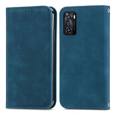 Handytasche Stand Schutzhülle Flip Leder Hülle S04D für Oppo A55S 5G Blau