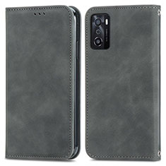 Handytasche Stand Schutzhülle Flip Leder Hülle S04D für Oppo A55S 5G Grau