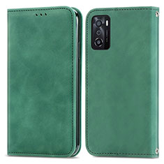 Handytasche Stand Schutzhülle Flip Leder Hülle S04D für Oppo A55S 5G Grün