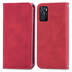 Handytasche Stand Schutzhülle Flip Leder Hülle S04D für Oppo A55S 5G Rot