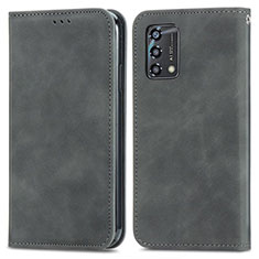 Handytasche Stand Schutzhülle Flip Leder Hülle S04D für Oppo A95 4G Grau