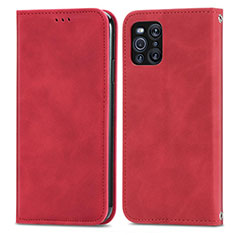 Handytasche Stand Schutzhülle Flip Leder Hülle S04D für Oppo Find X3 5G Rot