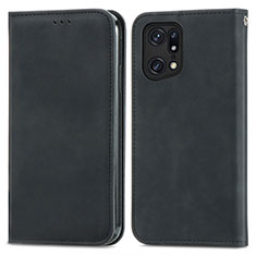 Handytasche Stand Schutzhülle Flip Leder Hülle S04D für Oppo Find X5 5G Schwarz