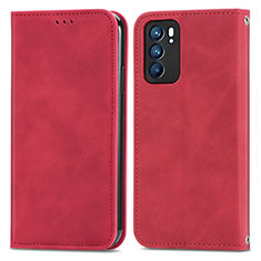 Handytasche Stand Schutzhülle Flip Leder Hülle S04D für Oppo Reno6 5G Rot