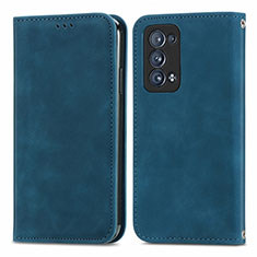 Handytasche Stand Schutzhülle Flip Leder Hülle S04D für Oppo Reno6 Pro+ Plus 5G Blau