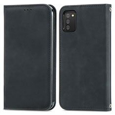 Handytasche Stand Schutzhülle Flip Leder Hülle S04D für Samsung Galaxy A03s Schwarz