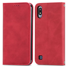 Handytasche Stand Schutzhülle Flip Leder Hülle S04D für Samsung Galaxy A10 Rot