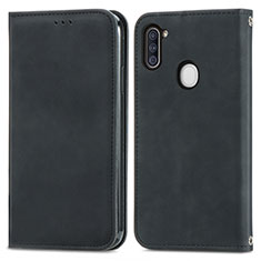 Handytasche Stand Schutzhülle Flip Leder Hülle S04D für Samsung Galaxy A11 Schwarz