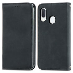 Handytasche Stand Schutzhülle Flip Leder Hülle S04D für Samsung Galaxy A20e Schwarz