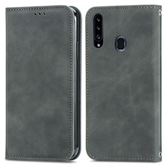 Handytasche Stand Schutzhülle Flip Leder Hülle S04D für Samsung Galaxy A20s Grau