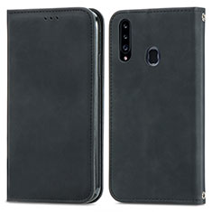 Handytasche Stand Schutzhülle Flip Leder Hülle S04D für Samsung Galaxy A20s Schwarz