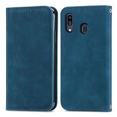 Handytasche Stand Schutzhülle Flip Leder Hülle S04D für Samsung Galaxy A30 Blau