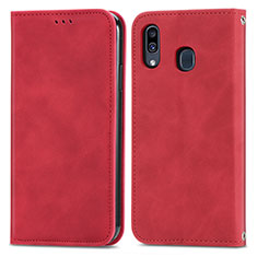 Handytasche Stand Schutzhülle Flip Leder Hülle S04D für Samsung Galaxy A30 Rot