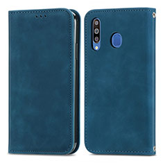 Handytasche Stand Schutzhülle Flip Leder Hülle S04D für Samsung Galaxy A40s Blau