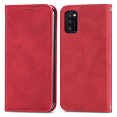 Handytasche Stand Schutzhülle Flip Leder Hülle S04D für Samsung Galaxy A41 Rot