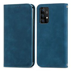 Handytasche Stand Schutzhülle Flip Leder Hülle S04D für Samsung Galaxy A52 4G Blau