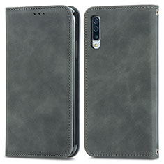 Handytasche Stand Schutzhülle Flip Leder Hülle S04D für Samsung Galaxy A70S Grau