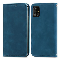 Handytasche Stand Schutzhülle Flip Leder Hülle S04D für Samsung Galaxy A71 4G A715 Blau