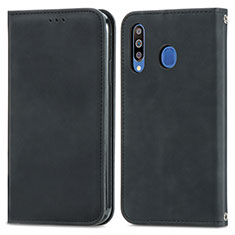 Handytasche Stand Schutzhülle Flip Leder Hülle S04D für Samsung Galaxy M30 Schwarz