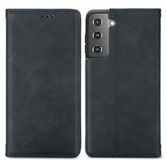 Handytasche Stand Schutzhülle Flip Leder Hülle S04D für Samsung Galaxy S21 5G Schwarz