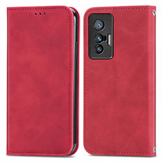 Handytasche Stand Schutzhülle Flip Leder Hülle S04D für Vivo X70t Rot