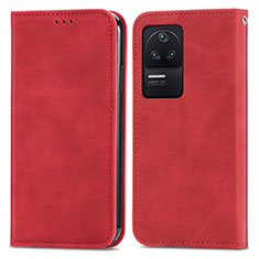 Handytasche Stand Schutzhülle Flip Leder Hülle S04D für Xiaomi Poco F4 5G Rot