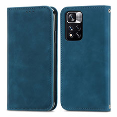 Handytasche Stand Schutzhülle Flip Leder Hülle S04D für Xiaomi Poco X4 NFC Blau