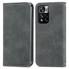 Handytasche Stand Schutzhülle Flip Leder Hülle S04D für Xiaomi Poco X4 NFC Grau