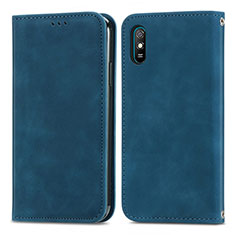 Handytasche Stand Schutzhülle Flip Leder Hülle S04D für Xiaomi Redmi 9A Blau