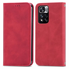 Handytasche Stand Schutzhülle Flip Leder Hülle S04D für Xiaomi Redmi Note 11 Pro+ Plus 5G Rot